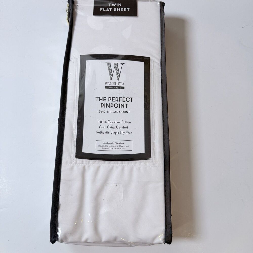 Wamsutta Perfect Pinpoint Twin Flat Sheet White 360TC Egyptian Cotton NOS 2007